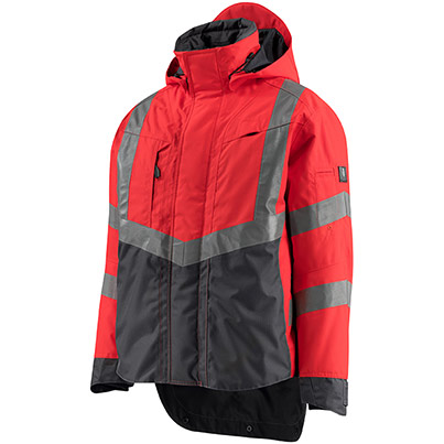 MASCOT SAFE SUPREME Harlow Men’s Red/Anthracite Grey Hi-Vis Shell Jacket