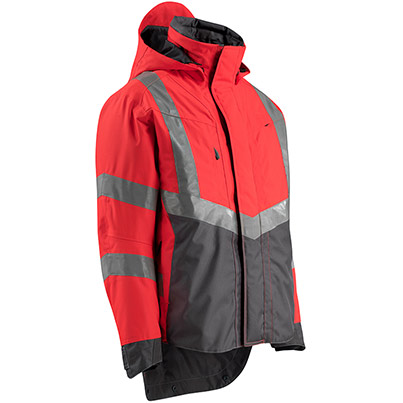 MASCOT SAFE SUPREME Harlow Men’s Red/Anthracite Grey Hi-Vis Shell Jacket