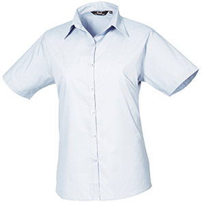Premier PR302 Light Blue Short-Sleeve Poplin Blouse 30