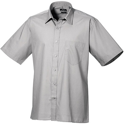 Premier PR202 Men’s Silver Short-Sleeve Poplin Shirt