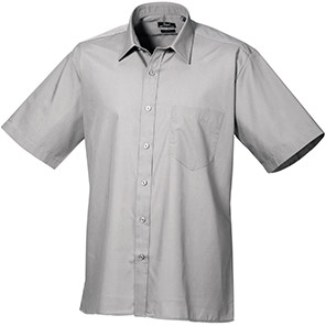 Premier PR202 Men’s Silver Short-Sleeve Poplin Shirt 23in