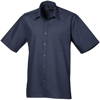 Premier PR202 Men’s Navy Short-Sleeve Poplin Shirt