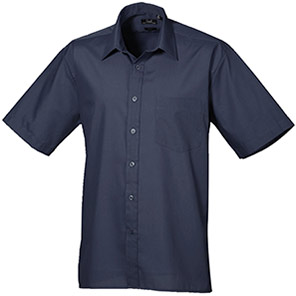Premier PR202 Men’s Navy Short-Sleeve Poplin Shirt 23in
