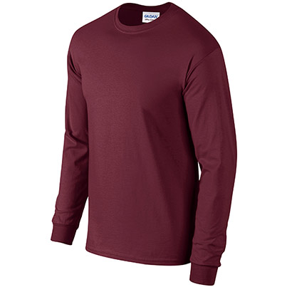 Gildan Ultra Cotton GD014 Maroon Long-Sleeve T-Shirt