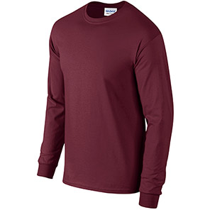 Gildan Ultra Cotton GD014 Maroon Long-Sleeve T-Shirt