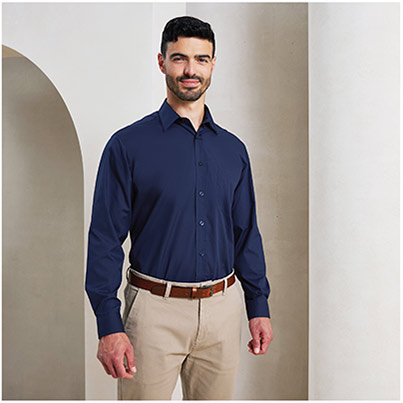 Premier Workwear Poplin Navy Shirt