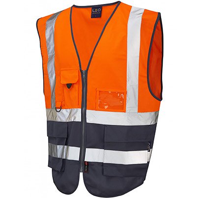 W11-O/NV Super Hi-Vis Waistcoat Orange/Navy 2XL