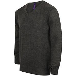 Henbury HB720 Grey V-Neck Jumper