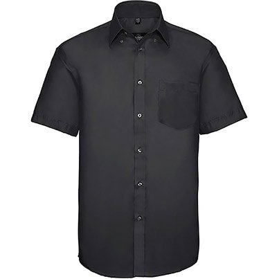 Russell J957M Black Non-Iron Short-Sleeve Shirt