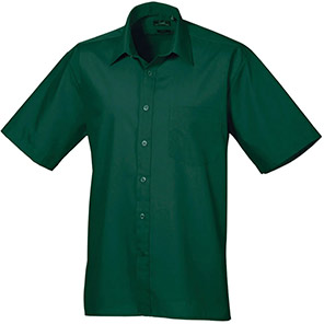 Premier PR202 Men’s Bottle Green Short-Sleeve Poplin Shirt 14.5in