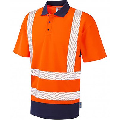 P11-O/NV EcoViz Performance+ Dual Colour Polo Shirt Orange/Navy