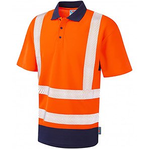 Leo Mortehoe Men’s Orange/Navy Hi-Vis Polo Shirt 6XL