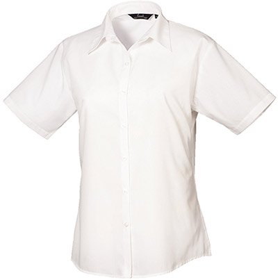 Premier PR302 White Short-Sleeve Poplin Blouse