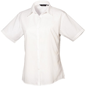 Premier PR302 White Short-Sleeve Poplin Blouse 30