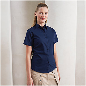 Premier PR302 Navy Short-Sleeve Poplin Blouse