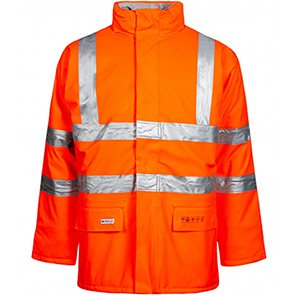 Lyngsøe Rainwear FR- LR3456 Men’s Orange Hi-Vis Flame-Retardant Jacket XS