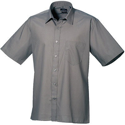 Premier PR202 Men’s Dark Grey Short-Sleeve Poplin Shirt