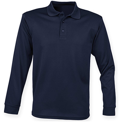 Henbury Coolplus HB478 Men’s Navy Long-Sleeve Polo Shirt