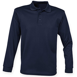 Henbury Coolplus HB478 Men’s Navy Long-Sleeve Polo Shirt 4XL