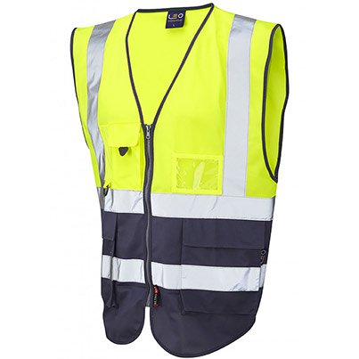 Leo Lynton Yellow/Navy Zip-Up Hi-Vis Vest