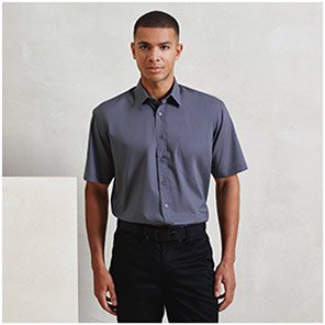 Premier PR202 Men’s Steel Short-Sleeve Poplin Shirt