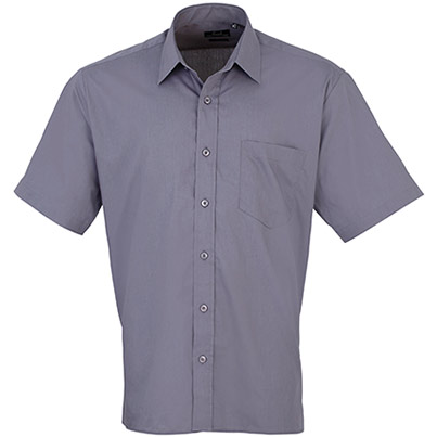 Premier PR202 Men’s Steel Short-Sleeve Poplin Shirt