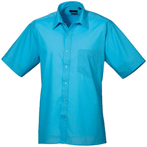 Premier PR202 Men’s Turquoise Short-Sleeve Poplin Shirt 23in