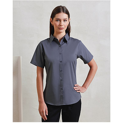 Premier PR302 Steel Short-Sleeve Poplin Blouse