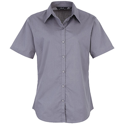 Premier PR302 Steel Short-Sleeve Poplin Blouse