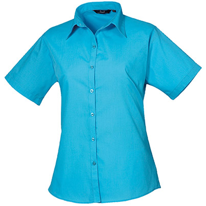 Premier PR302 Turquoise Short-Sleeve Poplin Blouse