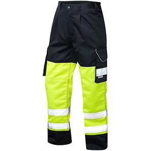 Leo EcoViz Bideford Men’s Yellow/Navy Hi-Vis Work Trousers 46T