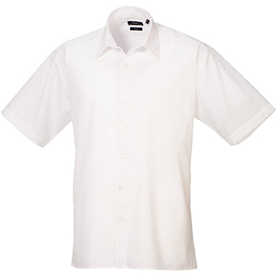 Premier PR202 Men’s White Short-Sleeve Poplin Shirt
