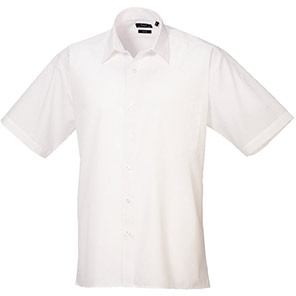 Premier PR202 Men’s White Short-Sleeve Poplin Shirt 23in