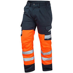 Leo Bideford Orange/Navy Men’s Hi-Vis Cargo Trousers