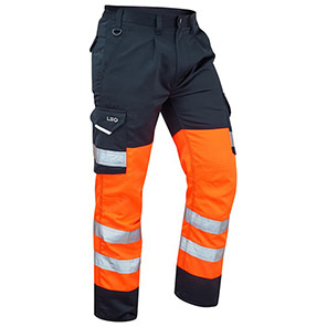 Leo Bideford Orange/Navy Men’s Hi-Vis Cargo Trousers
