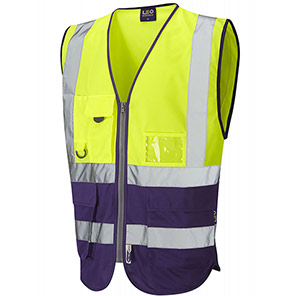 Leo Lynton Zip-Up Yellow/Purple Hi-Vis Vest 4XL