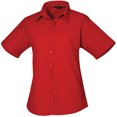 Premier PR302 Red Short-Sleeve Poplin Blouse