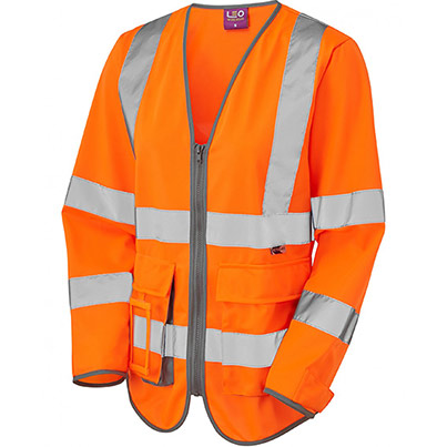 Leo Workwear Beaworthy Orange Hi-Vis Long-Sleeve Vest