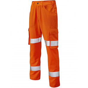 Leo Yelland Men’s Orange Lightweight Hi-Vis Cargo Trousers 34S