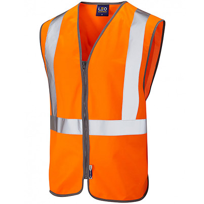 Leo EcoViz Eggesford Orange Zip-Up Hi-Vis Vest