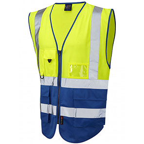 Leo Lynton Yellow/Royal Blue Zip-Up Hi-Vis Vest 6XL