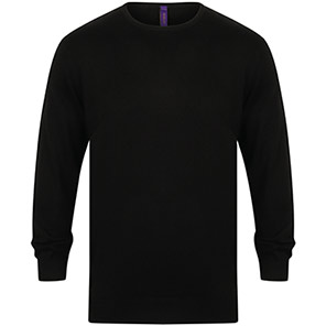 Henbury HB725 Black Crew-Neck Jumper 4XL