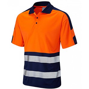 Leo EcoViz Performance+ Watersmeet Men’s Orange Hi-Vis Polo Shirt 6XL