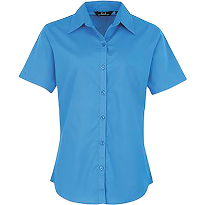 PR302 S/S Poplin Blouse Mid Blue 16