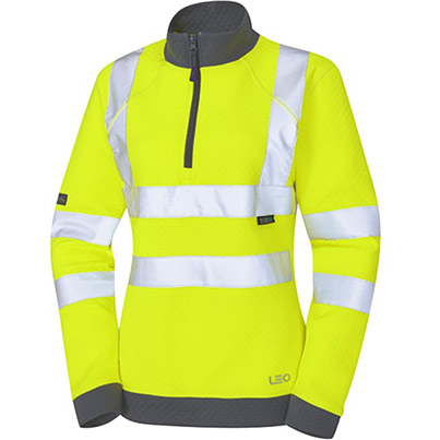 Leo EcoViz Elberry Women’s Yellow Hi-Vis Quarter-Zip Sweatshirt