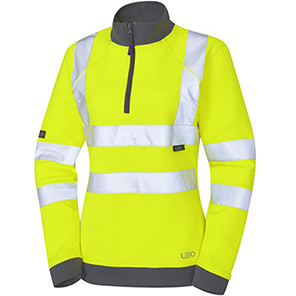 Leo EcoViz Elberry Women’s Yellow Hi-Vis Quarter-Zip Sweatshirt