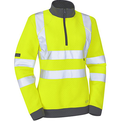 Leo EcoViz Elberry Women’s Yellow Hi-Vis Quarter-Zip Sweatshirt