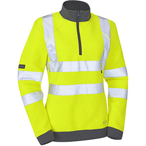 Leo EcoViz Elberry Women’s Yellow Hi-Vis Quarter-Zip Sweatshirt