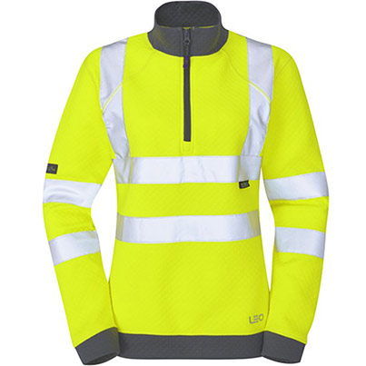 Leo EcoViz Elberry Women’s Yellow Hi-Vis Quarter-Zip Sweatshirt