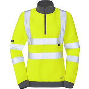 Leo EcoViz Elberry Women’s Yellow Hi-Vis Quarter-Zip Sweatshirt XS